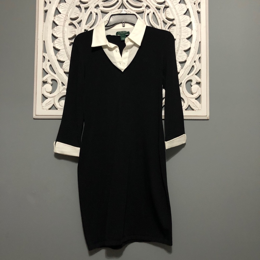 Ralph Lauren Black&White Collards Dress